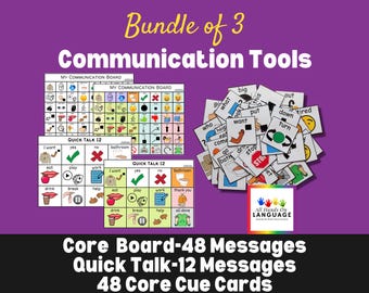 BUNDLE for Basic Communication, 2 Boards + 48 Cue Cards, Aided-Language, AAC, Non Verbal Autism, PDF Printable
