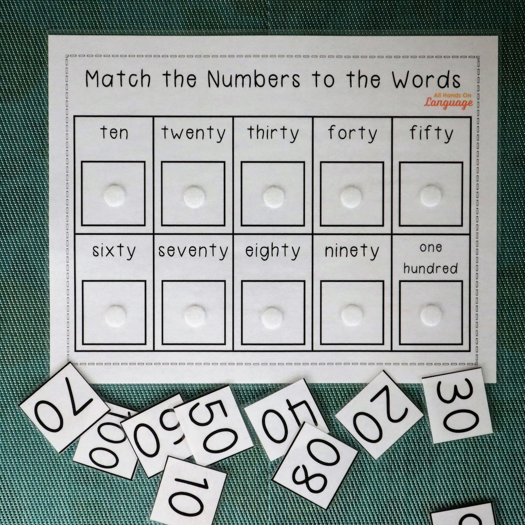 Numbers 10 100 match the numbers to the words activity skip count by
