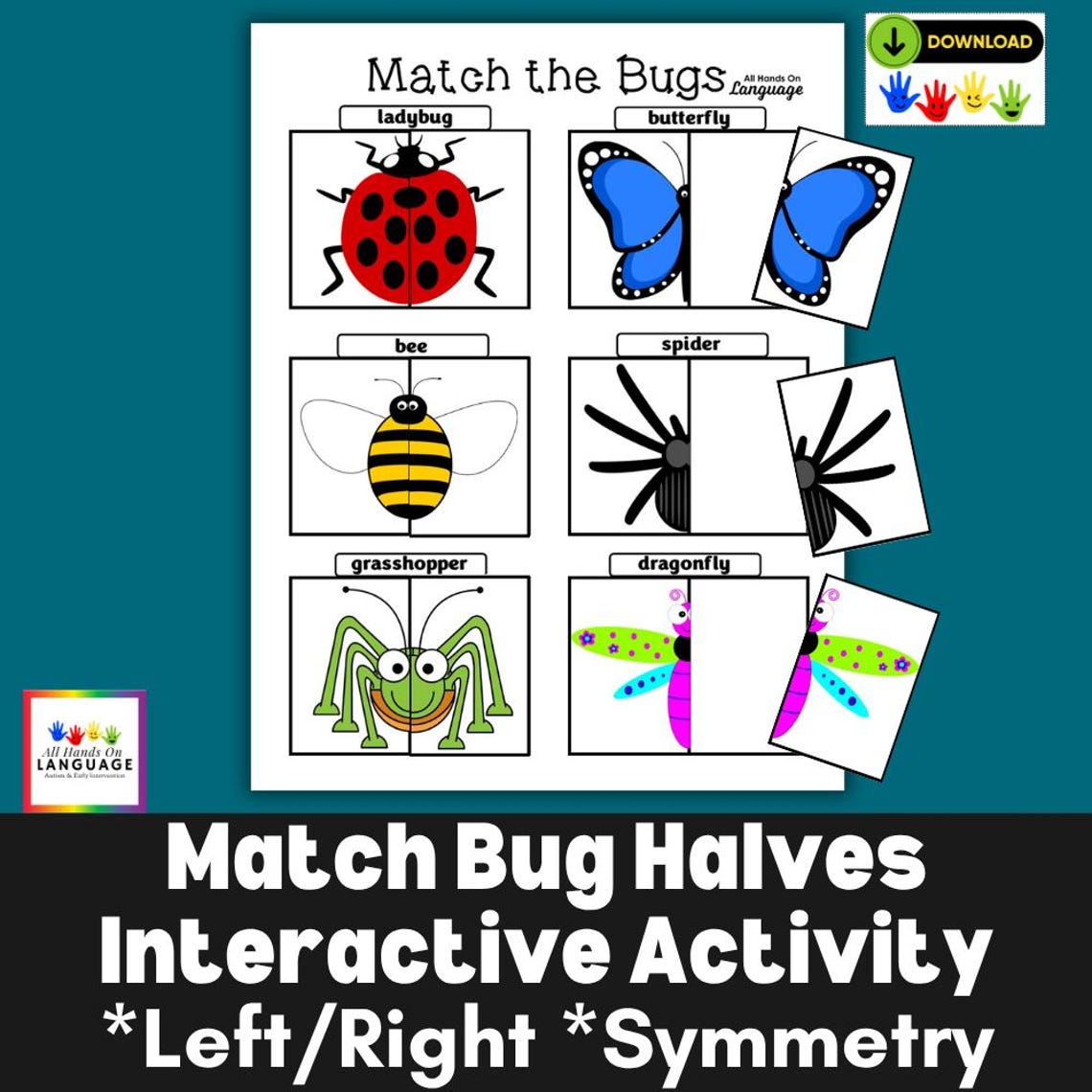 Match the Bug Halves Interactive Activity, Left and Right, Symmetry ...