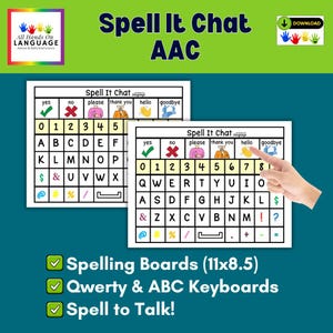 Spell It Chat Communication Boards: AAC, Aphasia, Apraxia (PDF Printable)