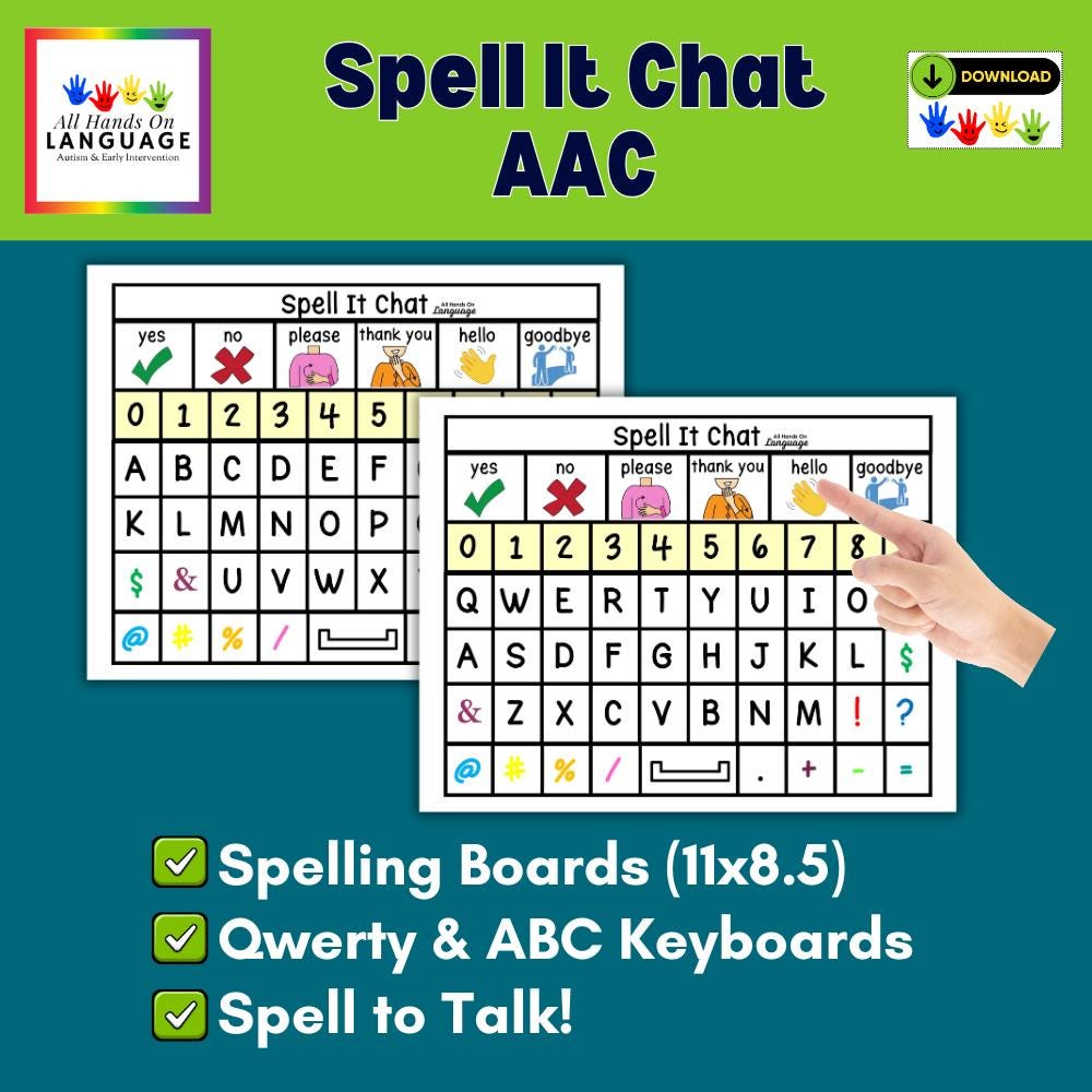 Spell It Chat Communication Boards: AAC, Aphasia, Apraxia (PDF