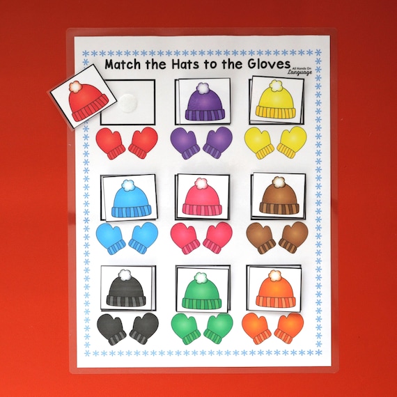 Color Matching Game: Hats and Gloves - Winter Activity (Printable PDF)