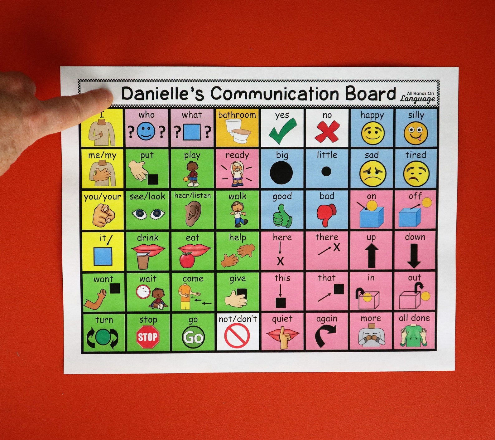 PERSONALIZED Basic Communication Board 48 Color Coded Words | Etsy