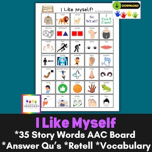 I Like Myself Story Board: Speech Therapy Communication Tool, AAC (PDF Printable)