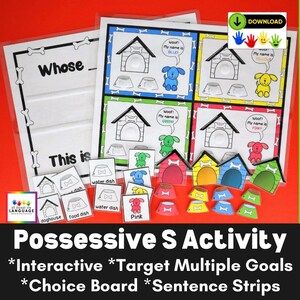 Activité du possessif, phrases pour poser et répondre à des questions, choix de cartes au choix + bande de phrases, discours, autisme PDF imprimable