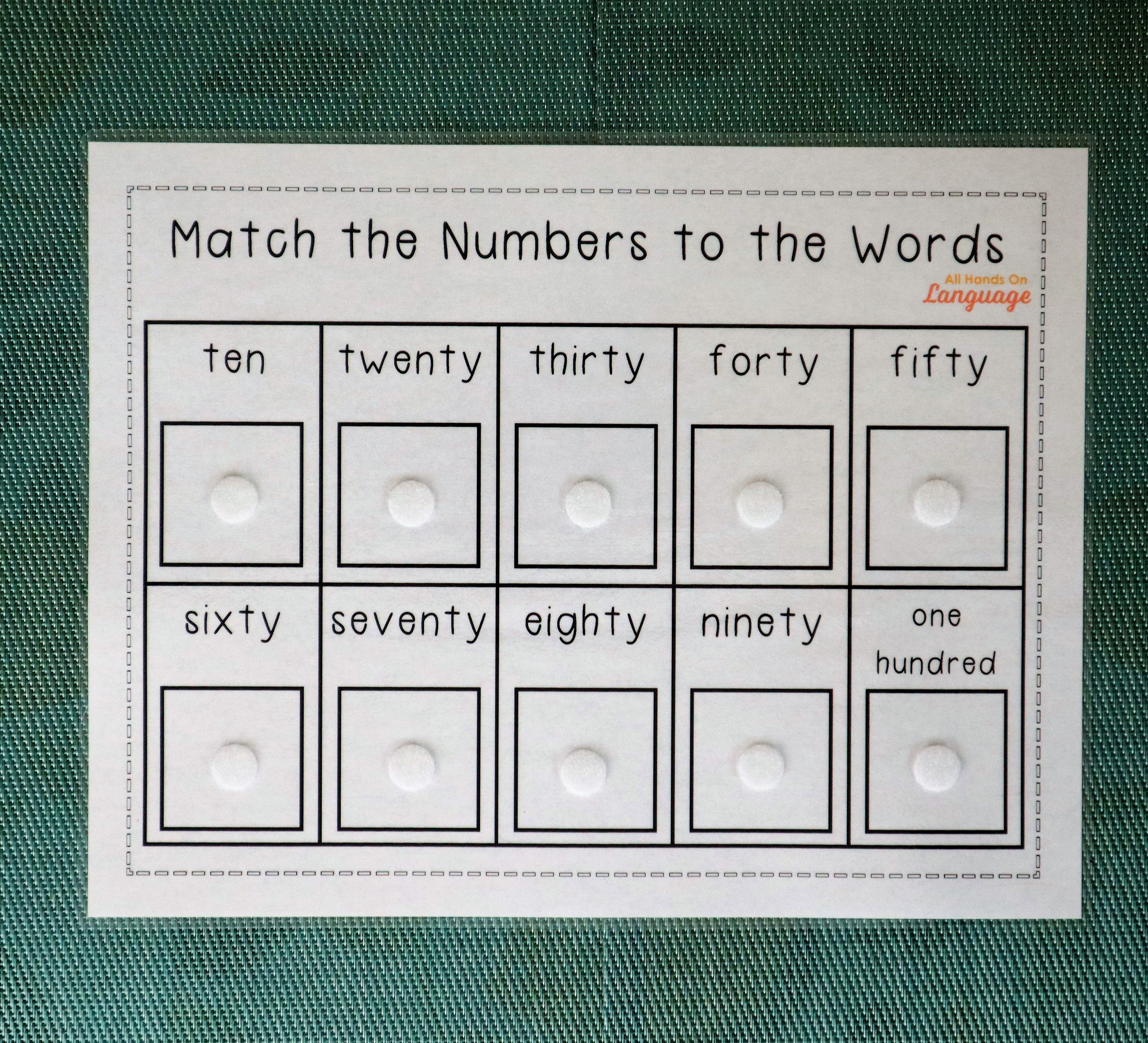 Count by tens to one hundred 10 100 match number to word etsy