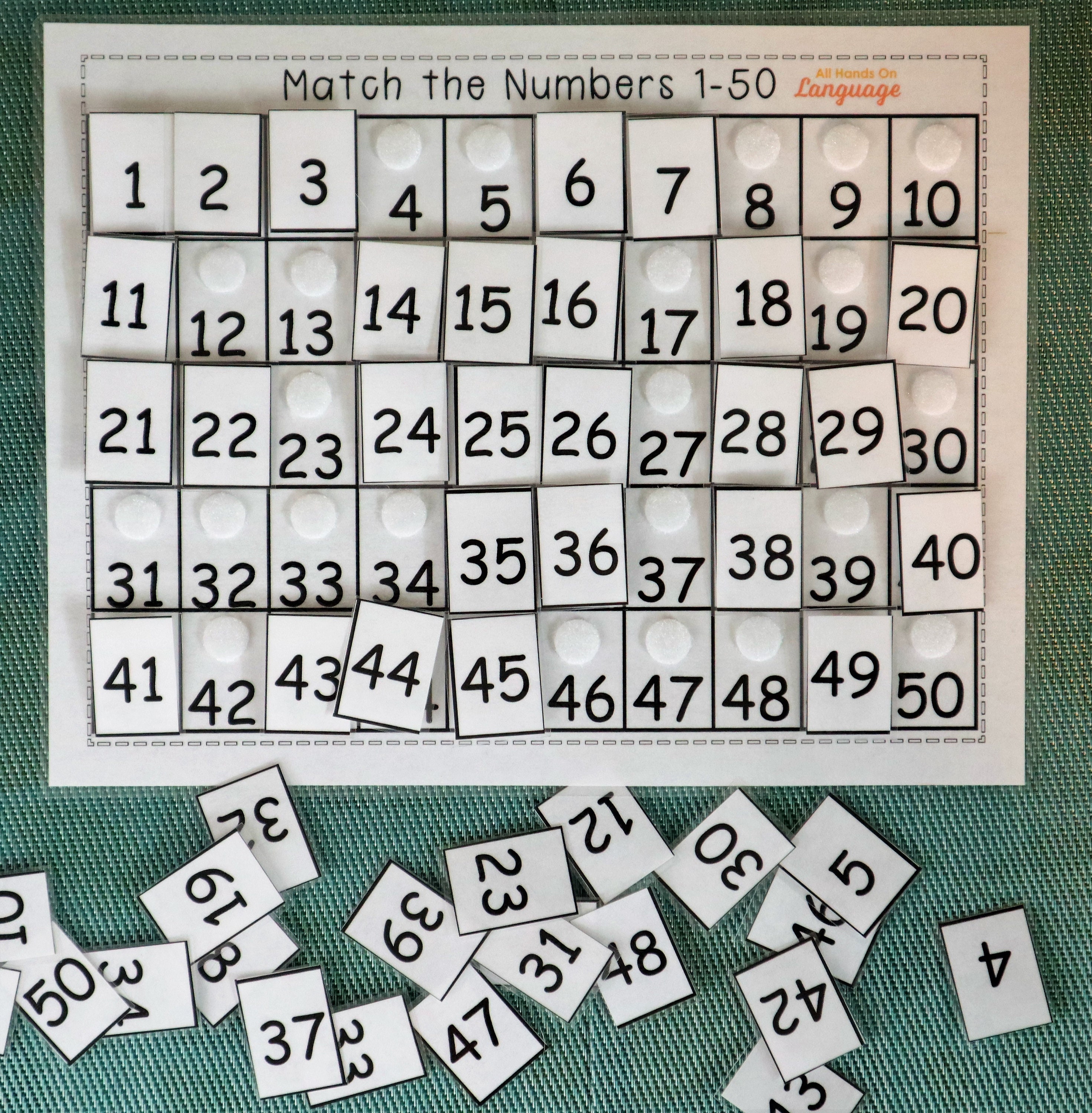 digital numbers 1 50 match number to number activity count to etsy