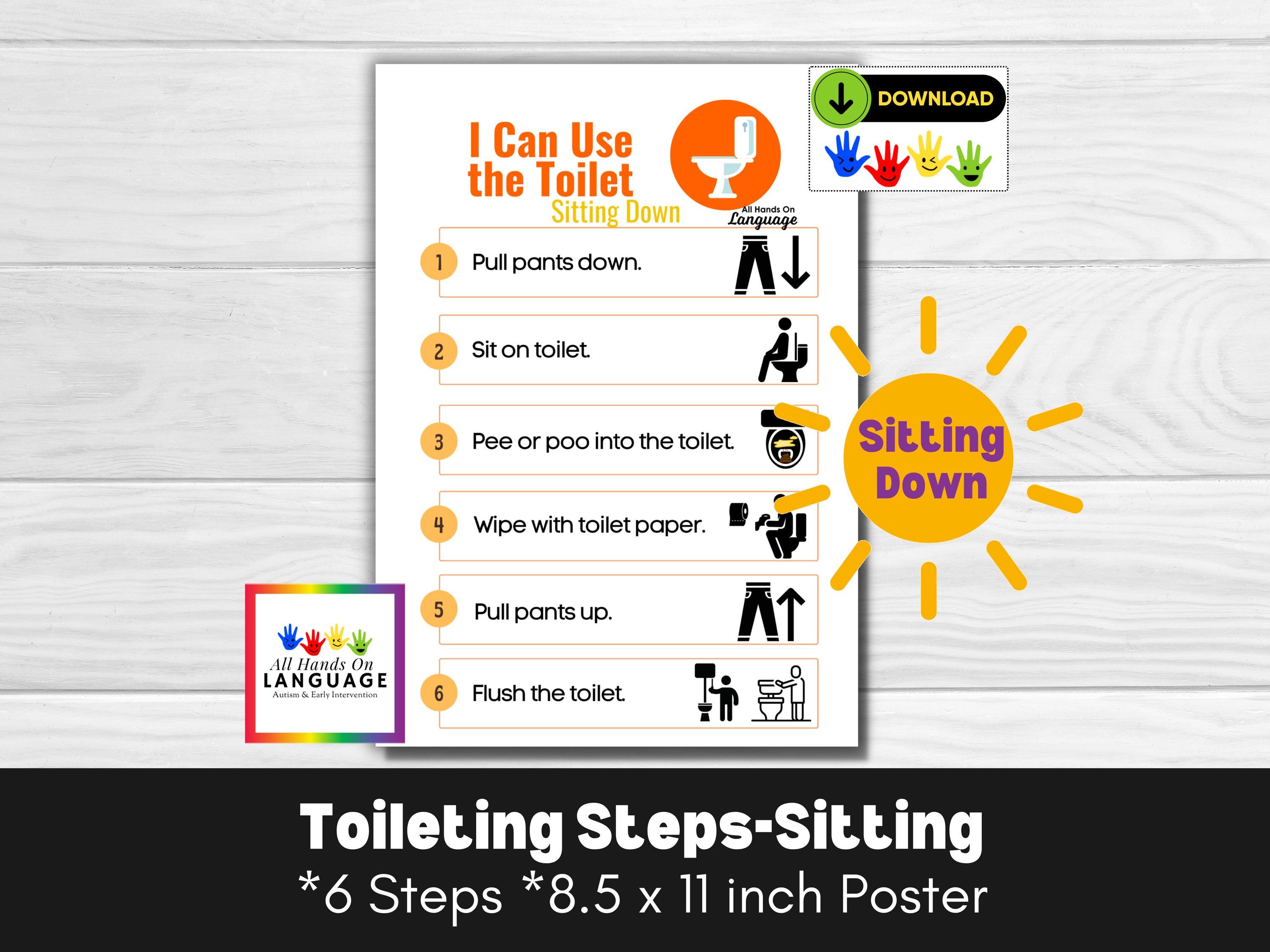 Visual For Sitting Toileting Sequence Chart: Sitting Down Visual Guide (PDF Printable ...