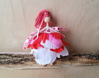 Red and pink Heart flower fairy  Valentines Day gifts