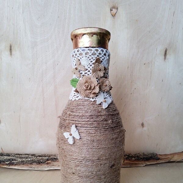 Twine Wrapped Bottle Etsy
