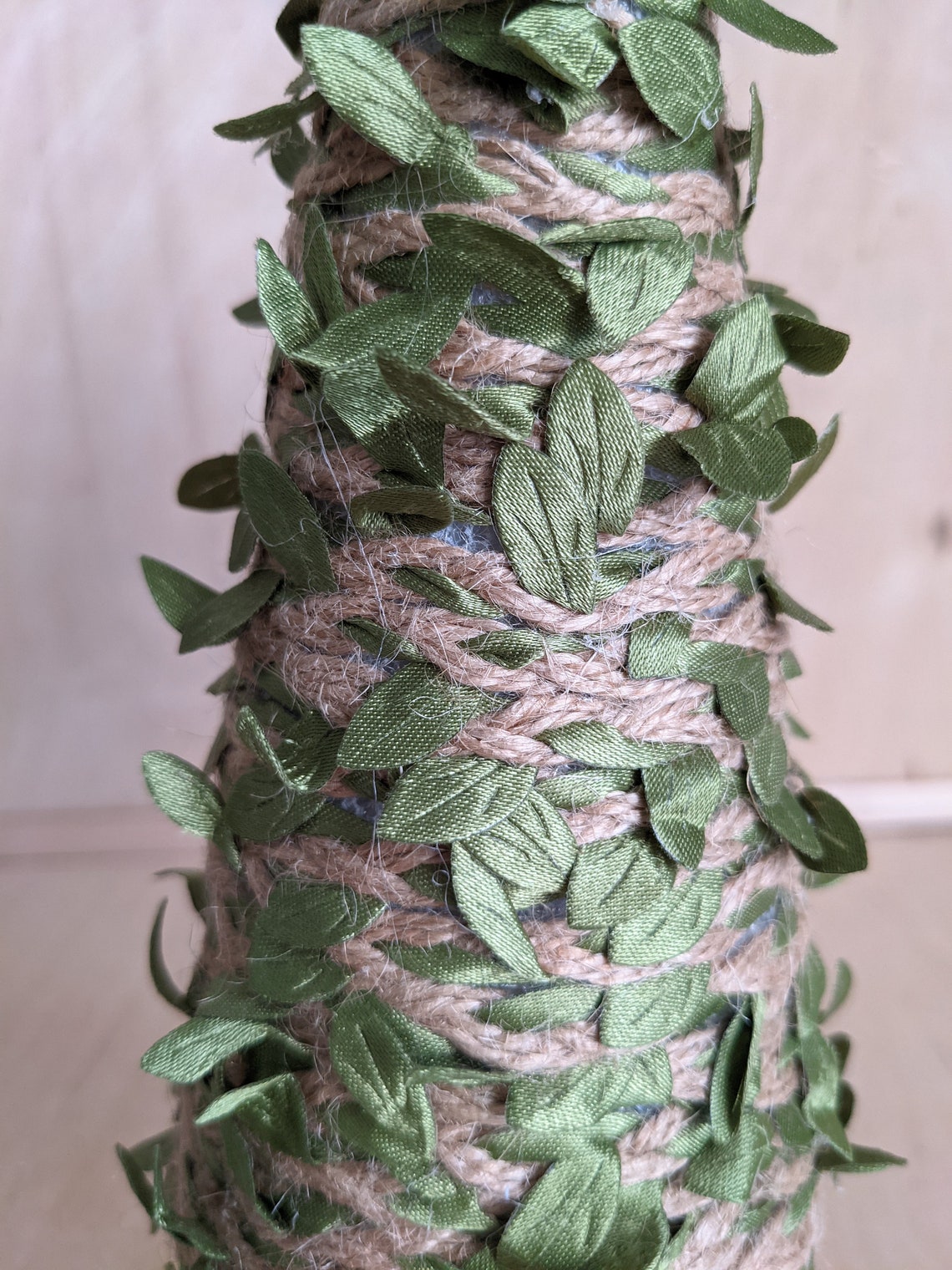 Leafy twine wrapped tree / twine wrapped cone tree / Etsy