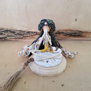Handmade  yoga pose mandala art dol / one of a kind lotus pose yogi collectible figurine