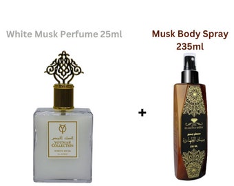 Musk Al Tahara White Musk Body Spray 235ml + White Musk perfume 25ml High Quality Arabic Perfume مسك الطهارة