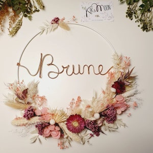 White metal floral crown personalized with 1 word or first name in aluminum wire