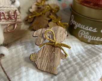 Broche lapin paques en bois, pin’s, bijou, modèle aléatoire, 2 modèles