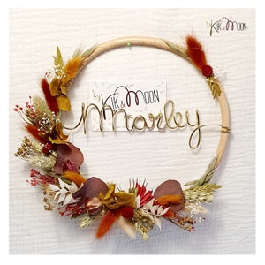 Natural dried flower crown terracotta wooden circle