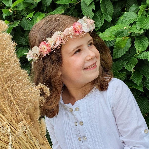 Couronne de tête bohème fleurs séchées, serre tête, bohème, cheveux