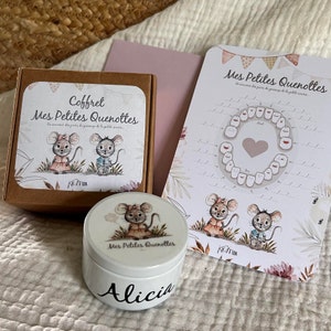 Box Coffret Boite à dents de lait / quenottes / petite souris / carte dents de lait / kit dent de lait / carte dents bébé enfant