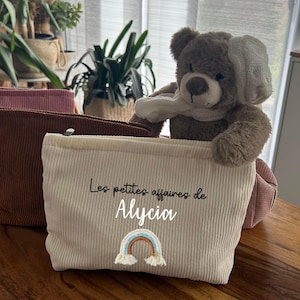 Trousse Velours Côtelé Beige, Pochette, collection arc en ciel macramé, Rainbow