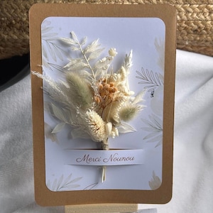Cartão e cavalete de buquê de flores secas, cartão de presente personalizado, cartão de mãe, amante, babá, avó, presente exclusivo, cartão de nascimento