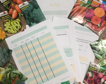 Registro de jardinería imprimible Descarga instantánea Registro de planificación Mantenimiento de páginas para niños Estudio de jardín Diario de jardinería Cosecha de enlatados