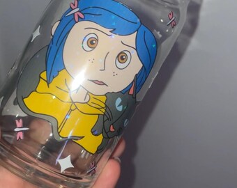 Button Girl 16OZ glass beer can cup | reusable button girl cup | animation cup