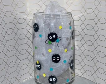 Soot Sprite and Cold Coloring Changing Stars 16OZ glass beer can cup | reusable soot sprite cup | anime cup