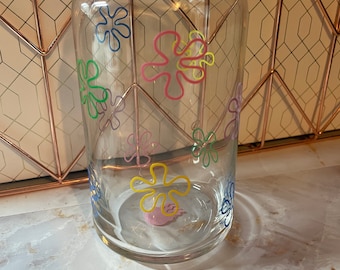 Customizable Spongebob Squarepants Jellyfish Flowers Inspired 16oz Libbey Soda Can Beer Glass
