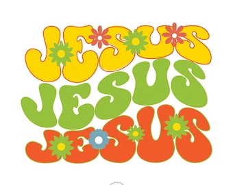 Retro Jesus SVG - 70's Jesus Svg - Groovy Jesus SVG - Wavy Jesus Svg - Digital Download - Cricut - Sublimation File