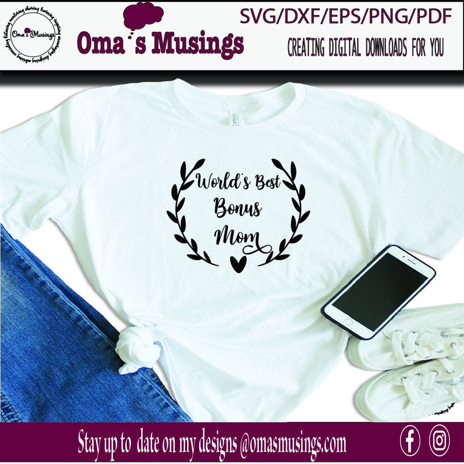 World's Best Bonus Mom SVG Bonus Mom SVG Mother's Etsy