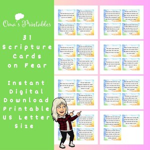 31 Tarjetas Bíblicas sobre el Miedo - Descarga Digital Instantánea - Tarjetas Bíblicas Imprimibles - Versículos Bíblicos Imprimibles - Descarga Digital