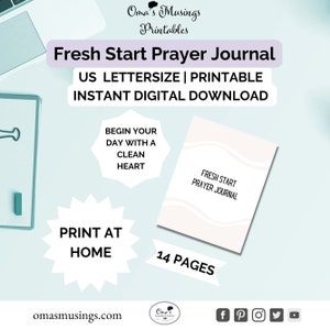 Diário de Oração para Imprimir - Diário de Oração para Imprimir em Casa - Planilha Cristã - Diário Bíblico - Tamanho Carta EUA - Download Digital