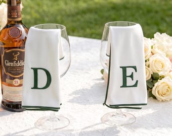 Custom Monogrammed Wine Glass Polishing Cloth, Embroidered Stemware Drying Towel, Gift for Wine Lovers S07