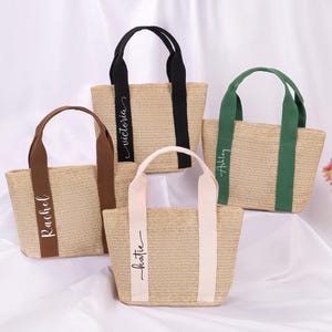 Personalized Straw Bag Custom Name Beach Bag Tote Bag Bridesmaid Gifts Bridesmaid Bags Bachelorette Gifts Bachelorette Bags Girls Trip Bags