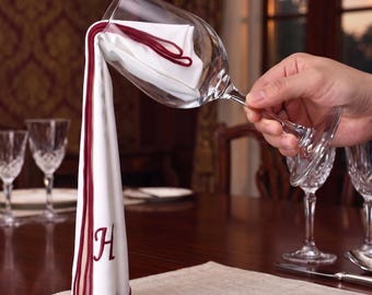 Personalized Monogrammed Wine Glass Polishing Cloth, Custom Stemware Drying Towel, Gift for Wine Lovers S07