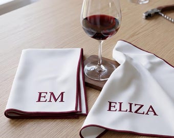 Personalized Embroidered Wine Glass Polishing Cloth, Custom Stemware Drying Towel S07