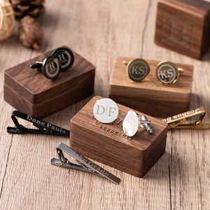 Personalized Cufflinks, Groomsmen Gifts, Engraved Cufflinks, Groomsmen Proposal, Groomsman Cuff Links & Tie Clip Set, Bachelor Party Gift
