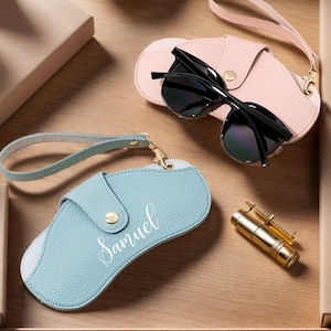 Étui à lunettes en cuir personnalisé Boîte à lunettes personnalisée Étui à lunettes souple Cadeau d'anniversaire Cadeau pour lui Mariage de demoiselle d'honneur Cadeaux pour la fête image 1