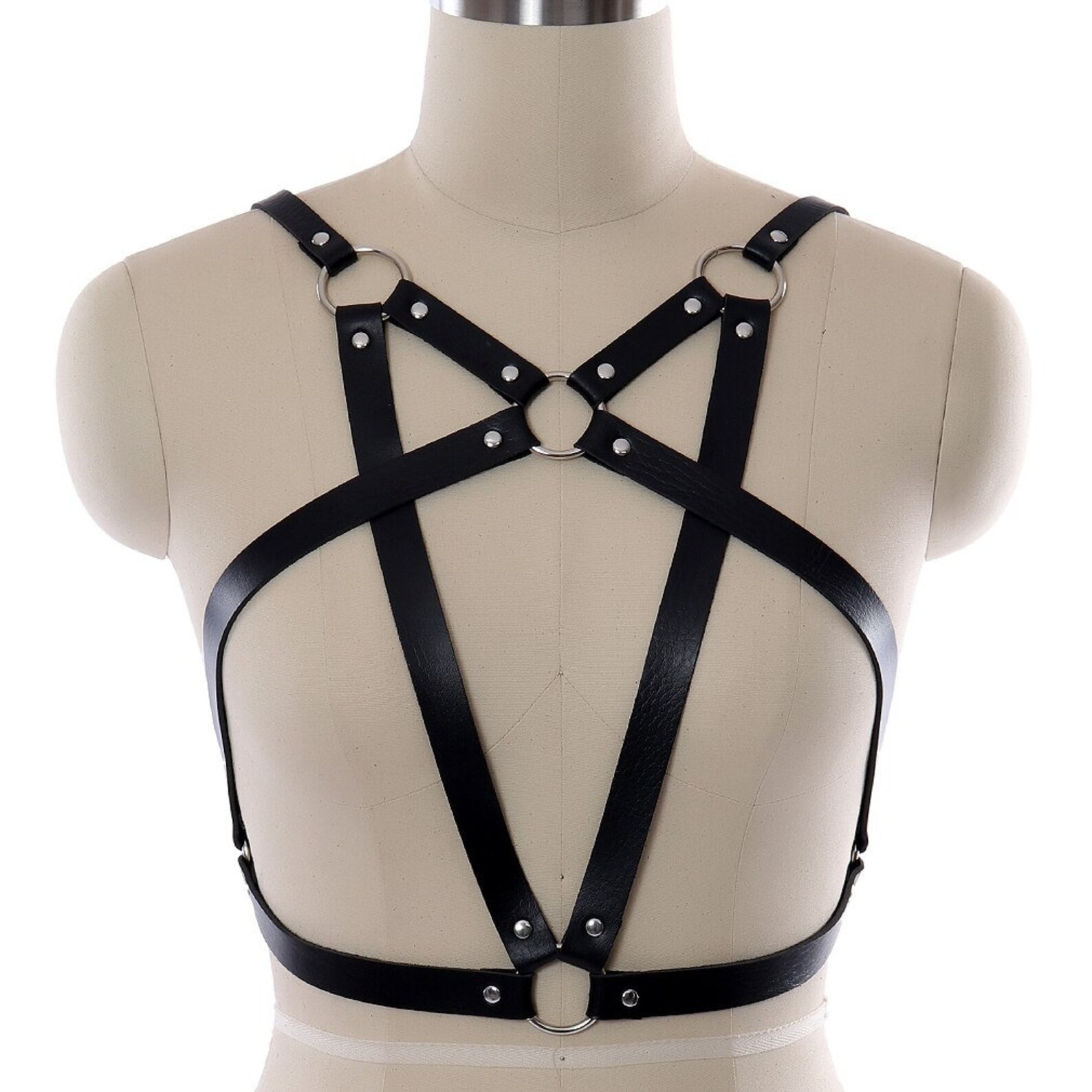 Goth Accessories Black Harness Women Cage Top With Garter Etsy
