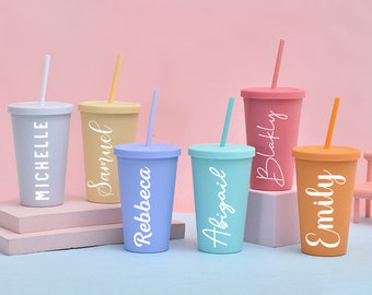 Personalized Tumbler With Straw 16oz Acrylic Bridesmaid Cups Personalized Cups Bachelorette Party Favors