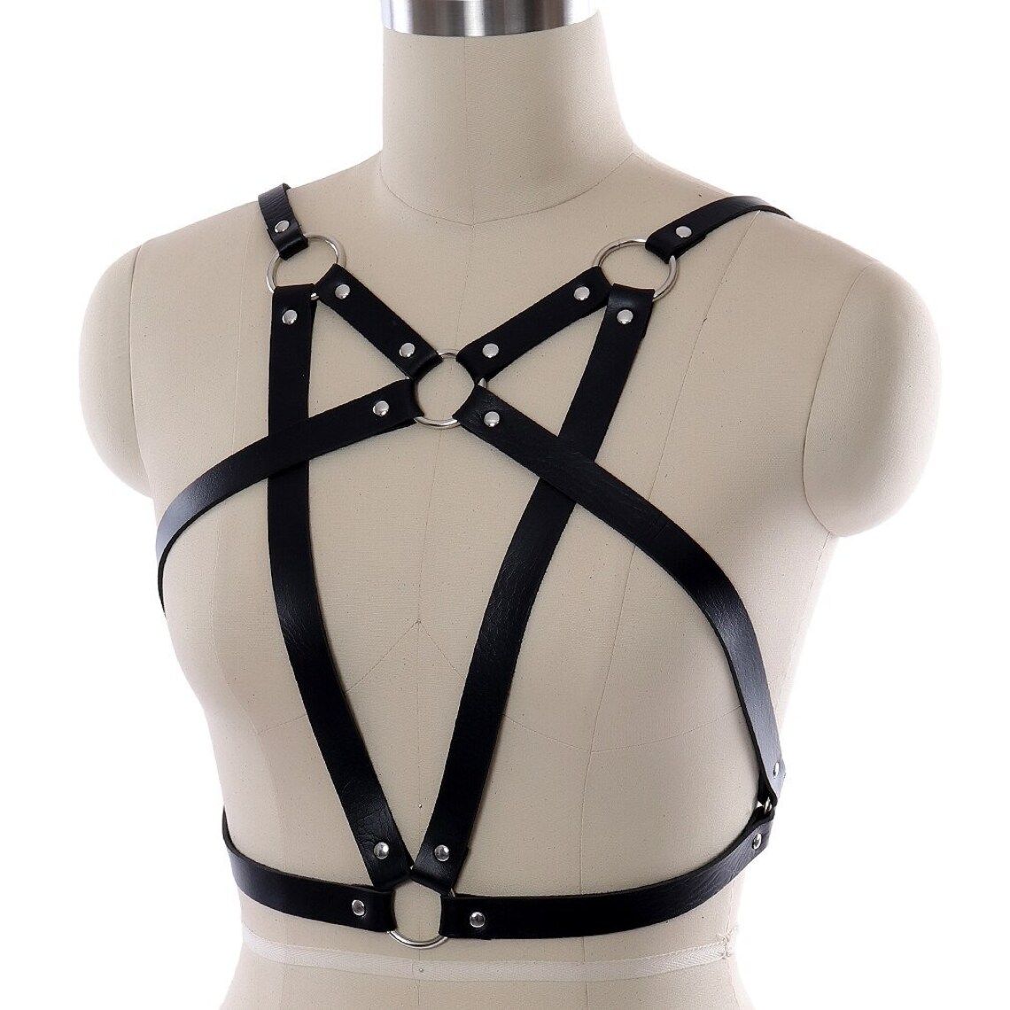 Goth Accessories Black Harness Women Cage Top With Garter Etsy