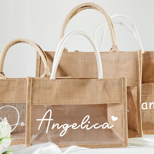 Personalized Burlap Gift Bags, Custom Burlap Bag, Tote Gift Bags, Bridesmaid Proposal Gift, Custom Jute Tote Bags, Beach Bag Bachelorette