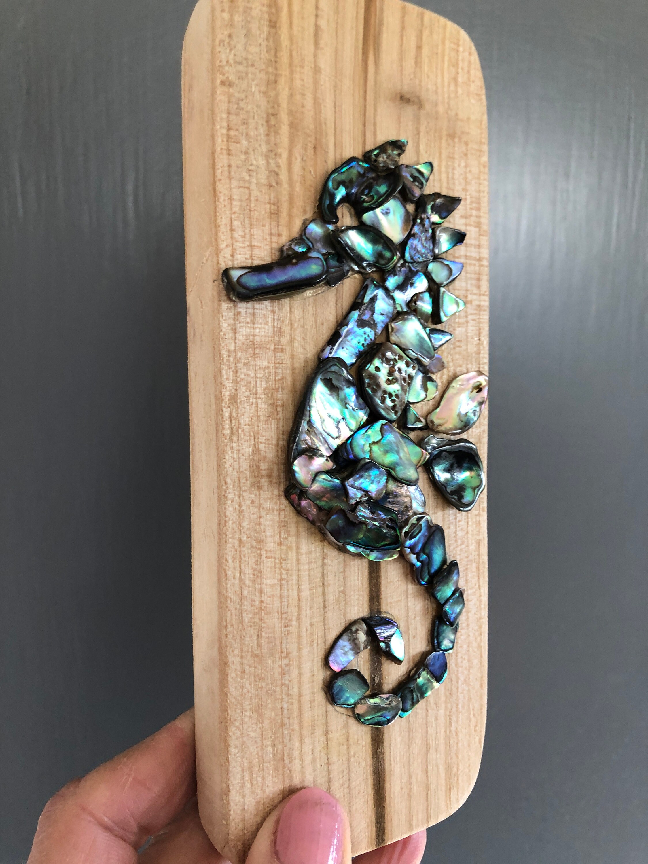 Abalone Shell Seahorse en madera colgante de pared mágico Etsy