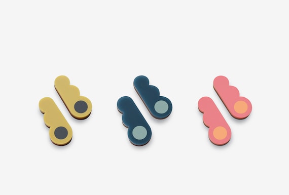 Kumo Stud Earrings - Matt Acrylic - Laser cut - Statement - Walnut - Bold - Cloud - Contrast