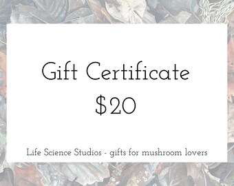 Gift Certificate for Mushroom Lovers 20 Dollars - Great Last Minute Gift for Mushroom Hunters