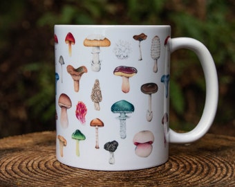 Mushroom Mug - Watercolor Colorful Fungi Coffee Cup