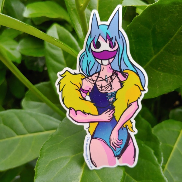 Synthwave Rave Masked Catgirl Sticker Alt Fashion Edm - Water Resistant