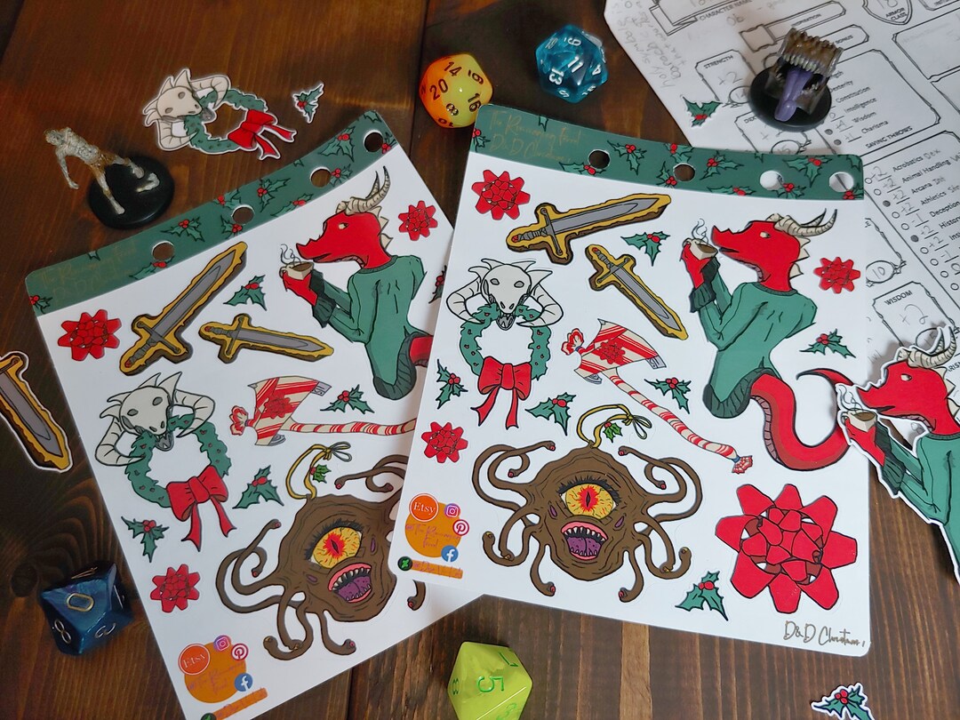 D&D Planner Stationery Sticker Sheet: Dnd Christmas - Etsy