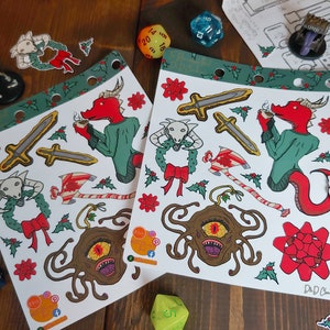 Folha de adesivos de papelaria do D&D Planner: DnD Christmas