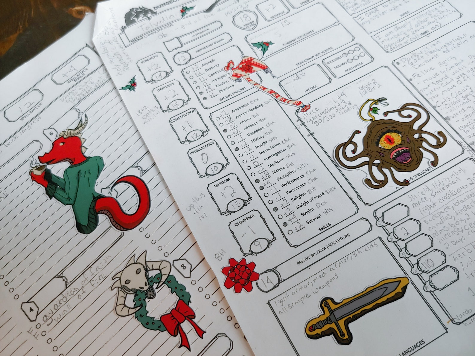 D&D Planner Stationery Sticker Sheet: Dnd Christmas - Etsy